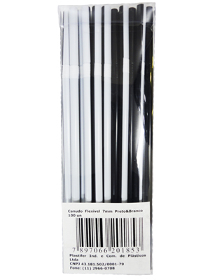 CANUDO FLEXIVEL PRETO E BRANCO 100UN